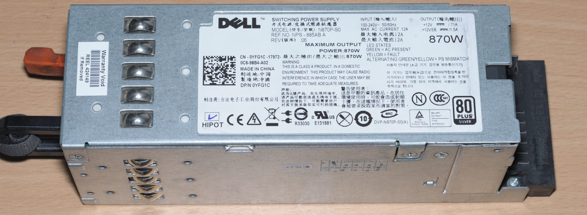 Squeezing a few extra volts from a Dell N870PS0 (NPS885AB) power